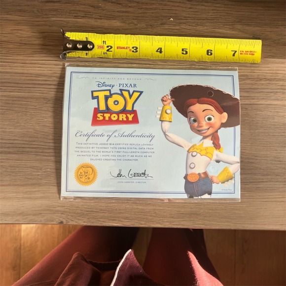 Disney Pixar Toy Story Jessie Certificate of Authenticity John Lasseter - Picture 2 of 2